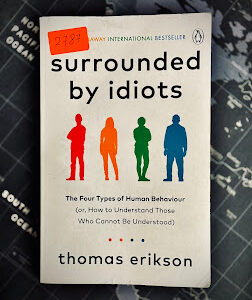 Cover of Surrounded by Idiots book by Thomas Erikson, discussing psychology and human behavior.